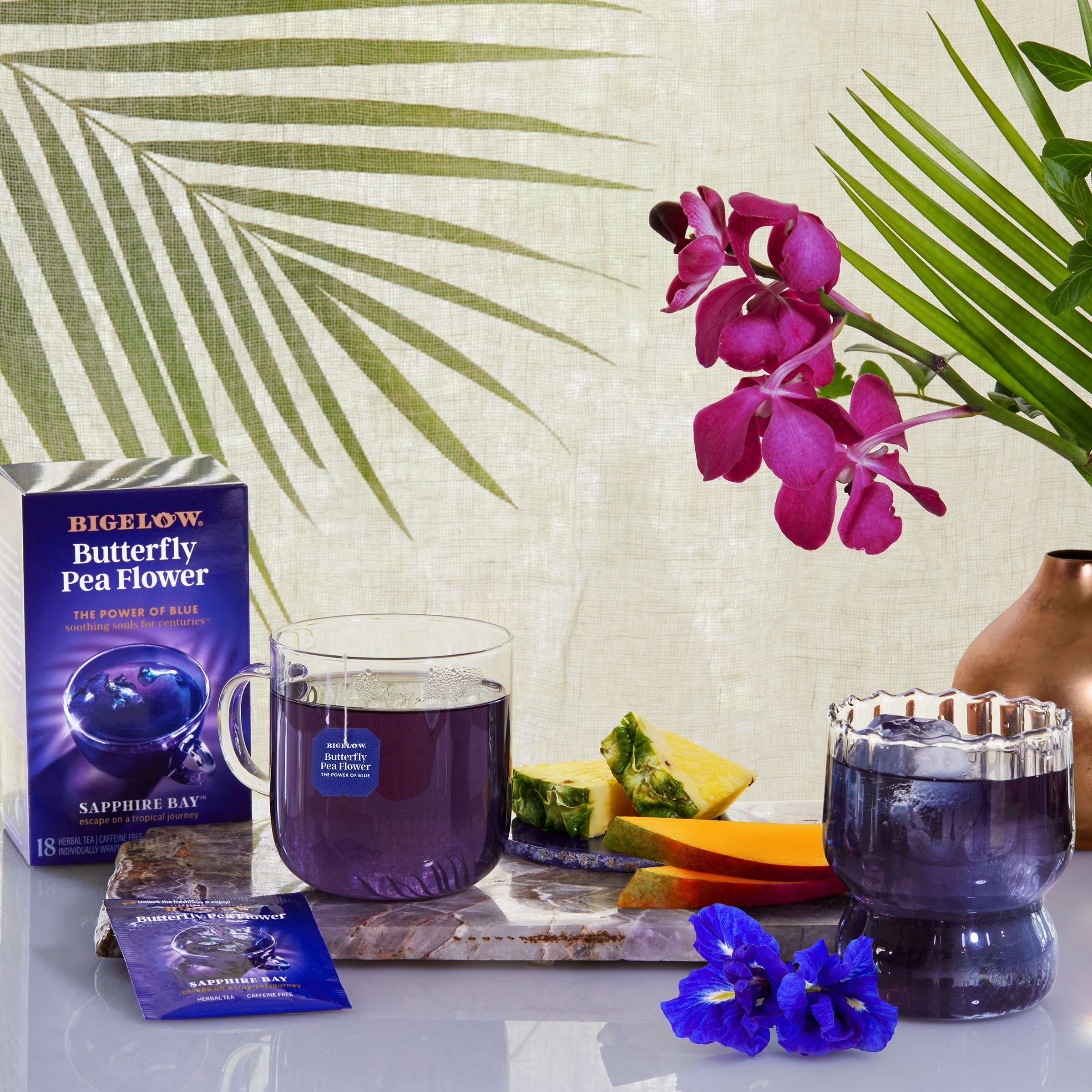 Bigelow Sapphire Bay Herbal Tea transports the tea drinker to a tropical paradise