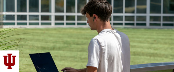a student works at a computer