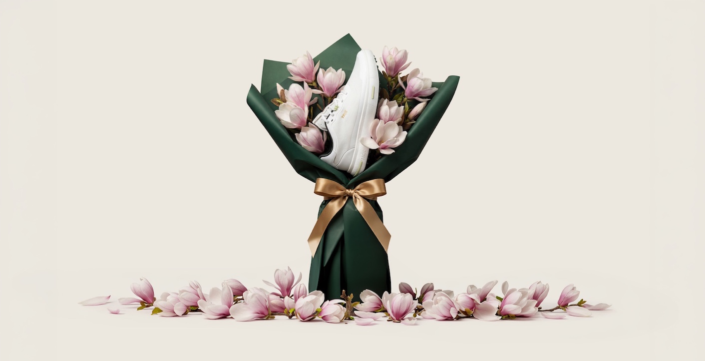 A bouquet of flowers and a shoe AI-generated content may be incorrect.